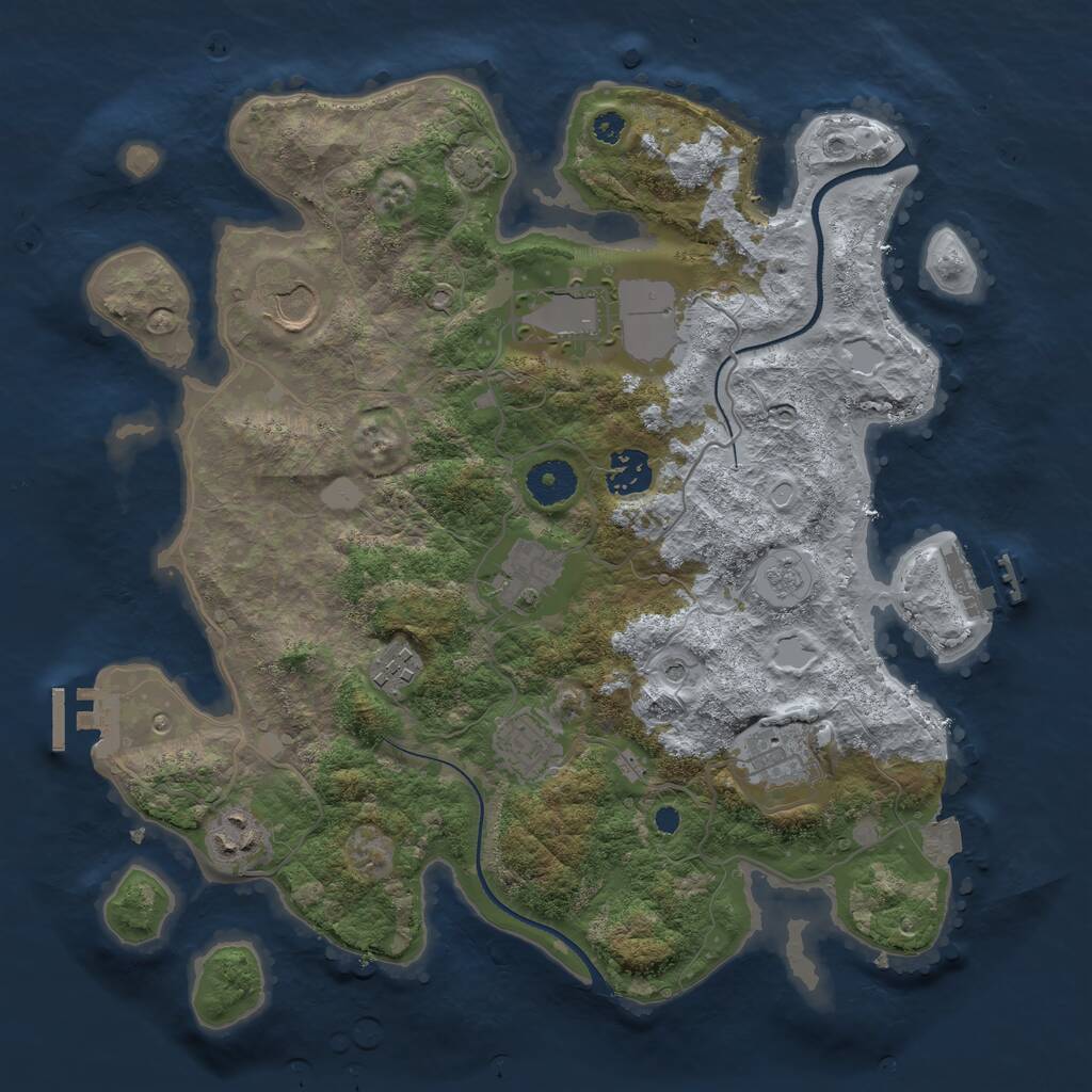 Rust Map: Procedural Map, Size: 3500, Seed: 76548, 14 Monuments