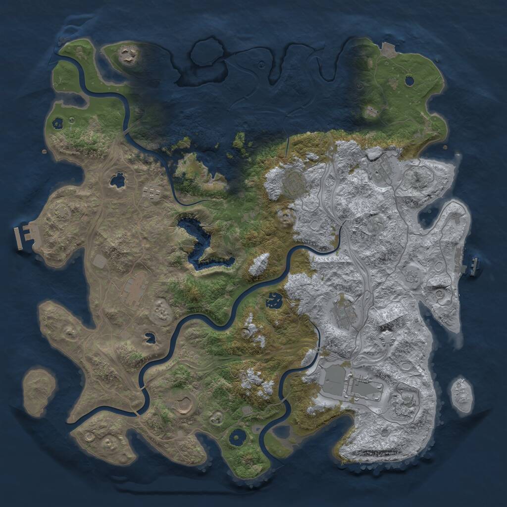 Rust Map: Procedural Map, Size: 4500, Seed: 704171645, 16 Monuments