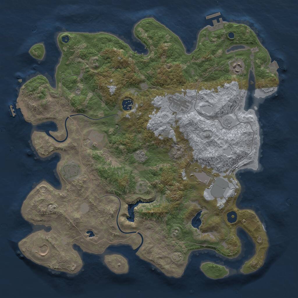 Rust Map: Procedural Map, Size: 4000, Seed: 154722131, 14 Monuments