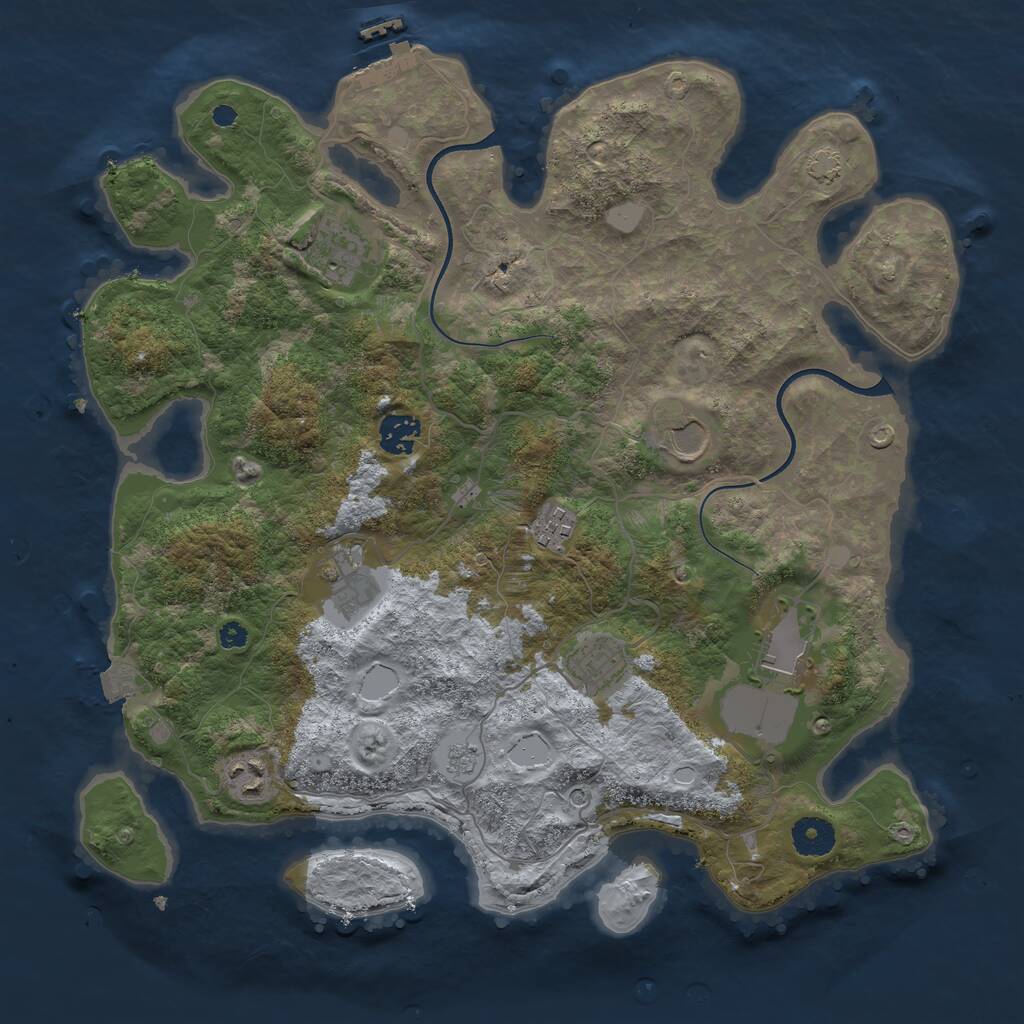 Rust Map: Procedural Map, Size: 3700, Seed: 1167928101, 13 Monuments