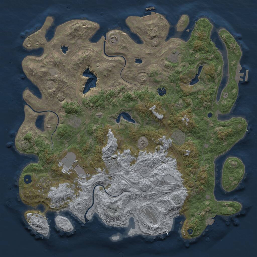 Rust Map: Procedural Map, Size: 4500, Seed: 420710, 16 Monuments