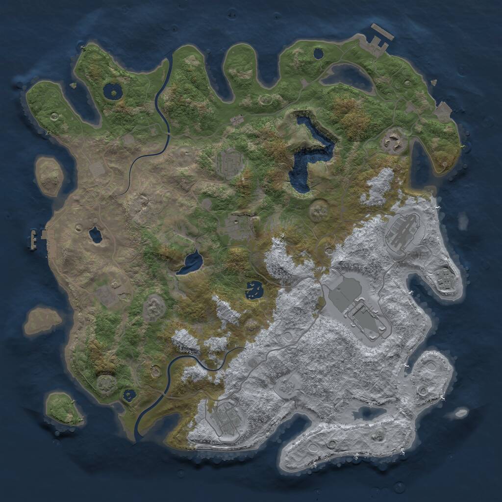 Rust Map: Procedural Map, Size: 4000, Seed: 628256956, 15 Monuments