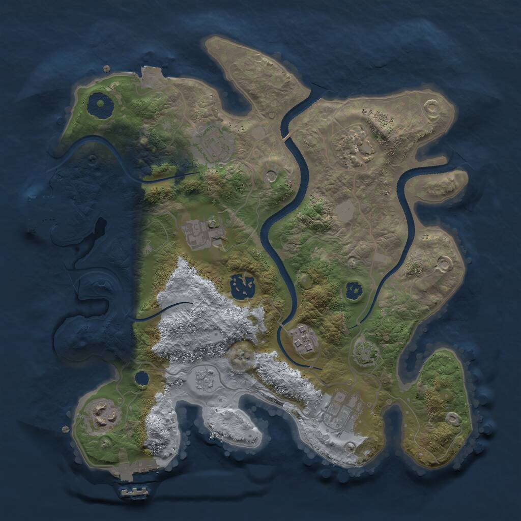 Rust Map: Procedural Map, Size: 3000, Seed: 87964, 13 Monuments