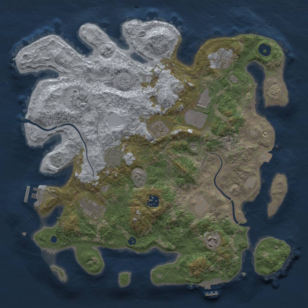 Rust Map: Procedural Map, Size: 3750, Seed: 706772441, 16 Monuments