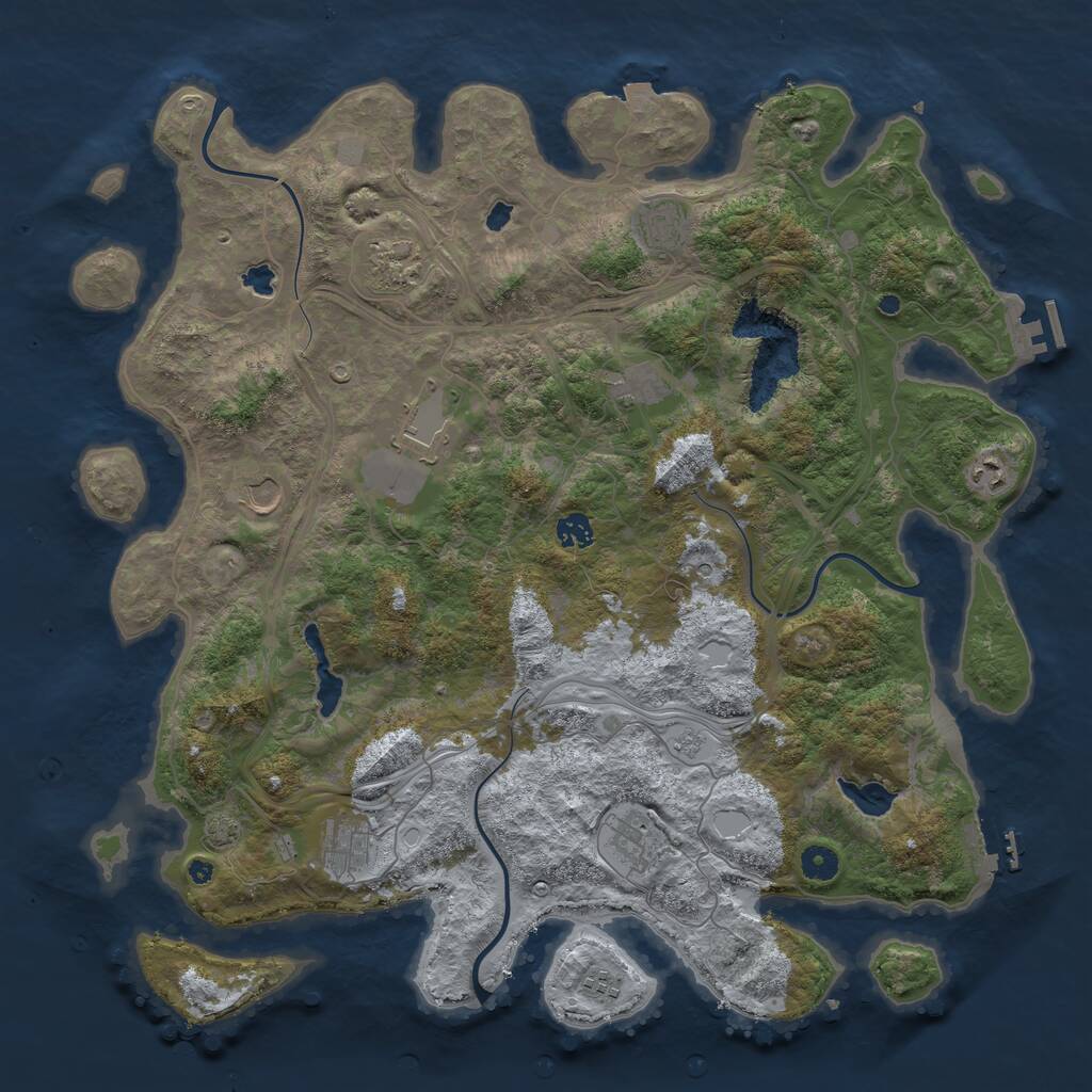 Rust Map: Procedural Map, Size: 4500, Seed: 1045991890, 16 Monuments