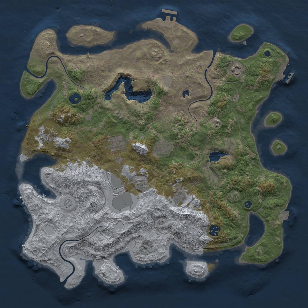Rust Map: Procedural Map, Size: 4050, Seed: 1661977527, 13 Monuments