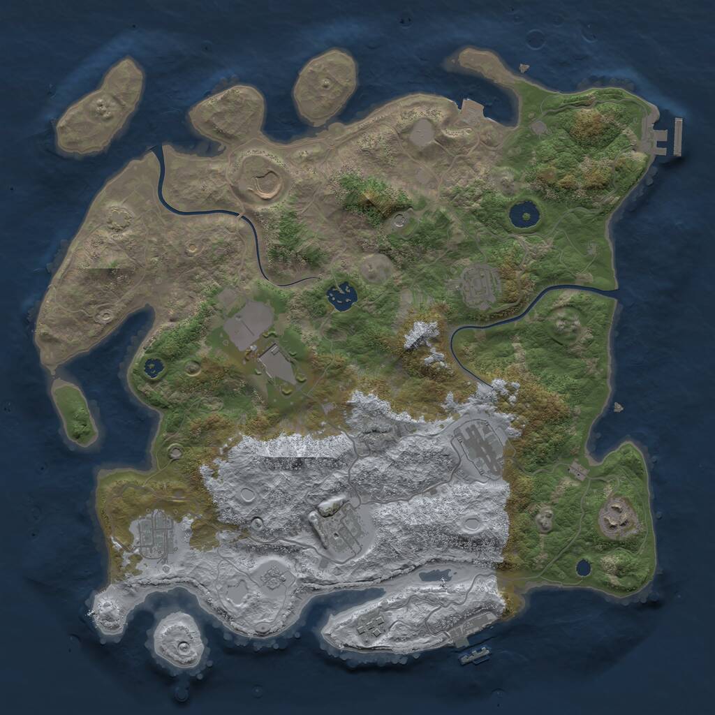 Rust Map: Procedural Map, Size: 3800, Seed: 50017, 15 Monuments