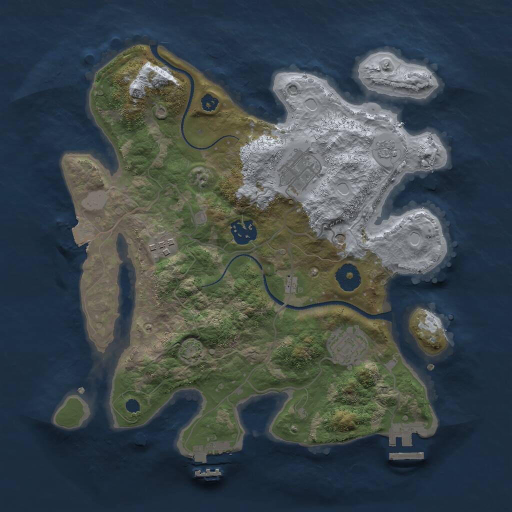 Rust Map: Procedural Map, Size: 3000, Seed: 1572380992, 10 Monuments