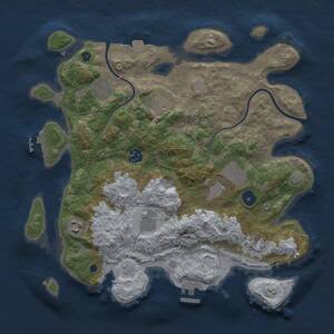 Thumbnail Rust Map: Procedural Map, Size: 3500, Seed: 1302853122, 13 Monuments
