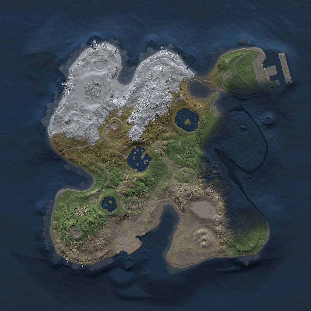 Rust Map: Procedural Map, Size: 2000, Seed: 1432689605, 4 Monuments