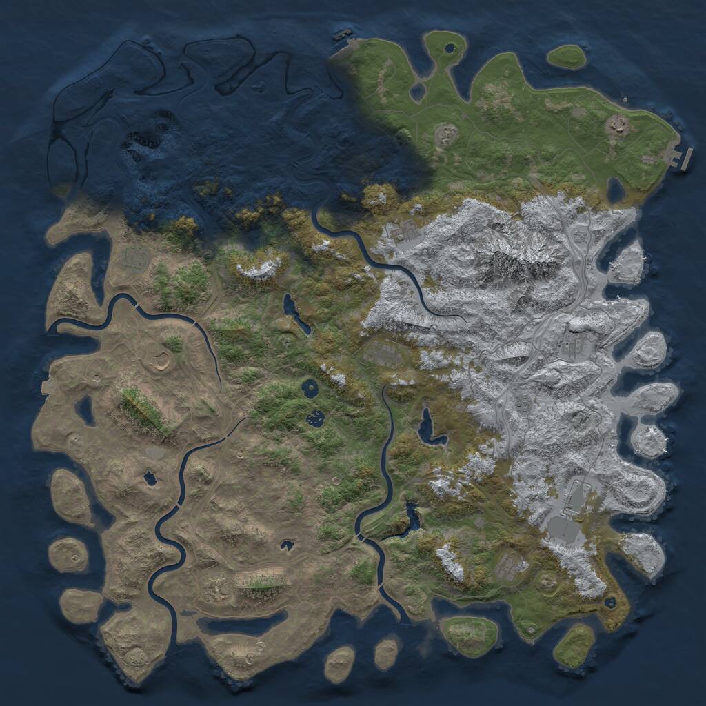 Rust Map: Procedural Map, Size: 6000, Seed: 271112974, 17 Monuments