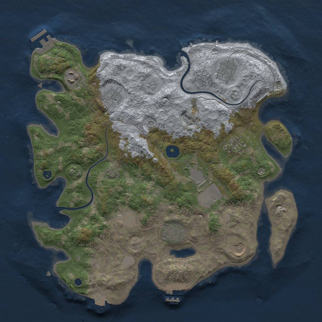 Rust Map: Procedural Map, Size: 3600, Seed: 839257137, 14 Monuments