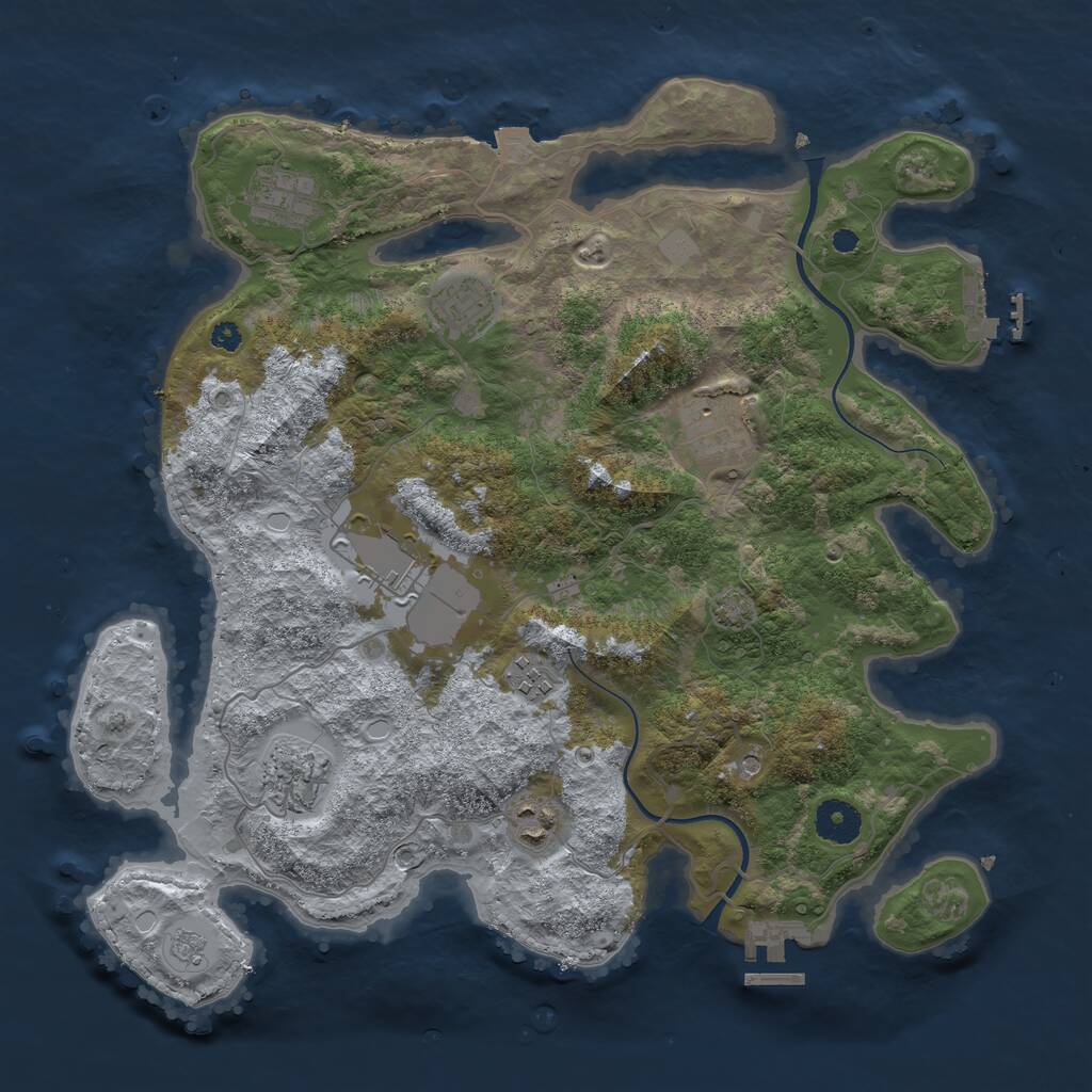 Rust Map: Procedural Map, Size: 3650, Seed: 399821720, 13 Monuments