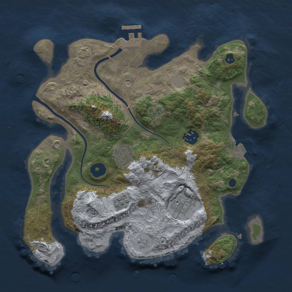Rust Map: Procedural Map, Size: 3000, Seed: 740897072, 9 Monuments