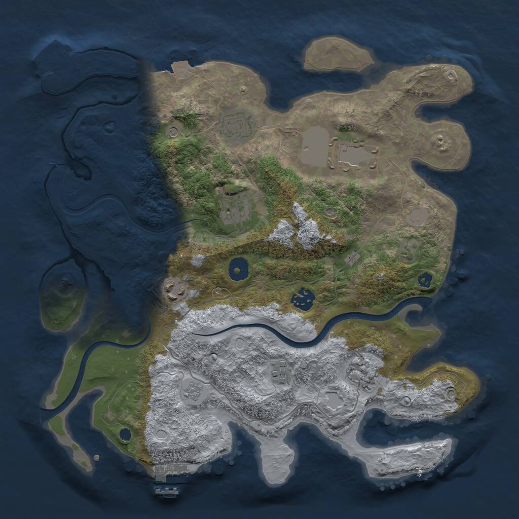 Rust Map: Procedural Map, Size: 3500, Seed: 4857651, 12 Monuments