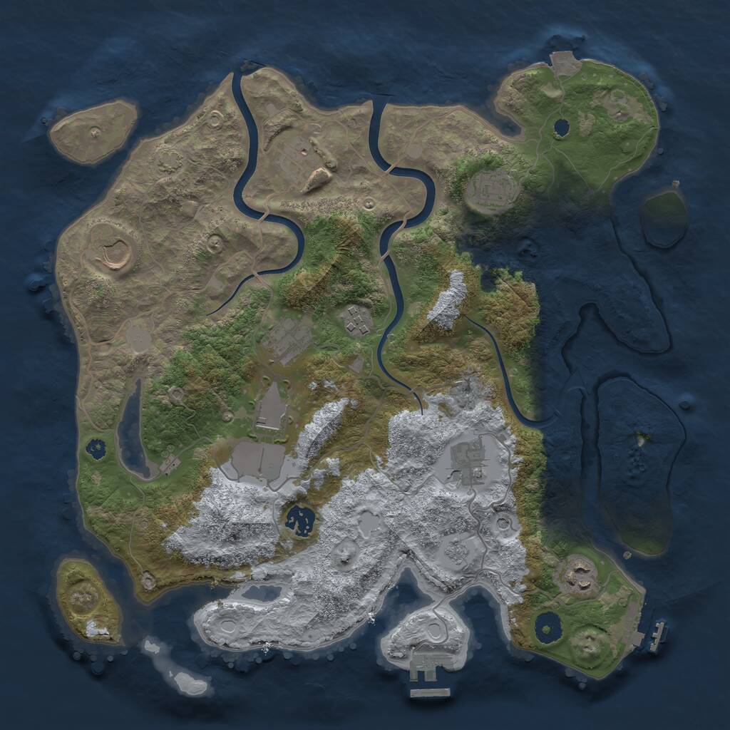 Rust Map: Procedural Map, Size: 3700, Seed: 3463463, 15 Monuments