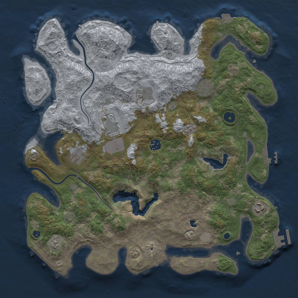 Rust Map: Procedural Map, Size: 4000, Seed: 521891773, 13 Monuments