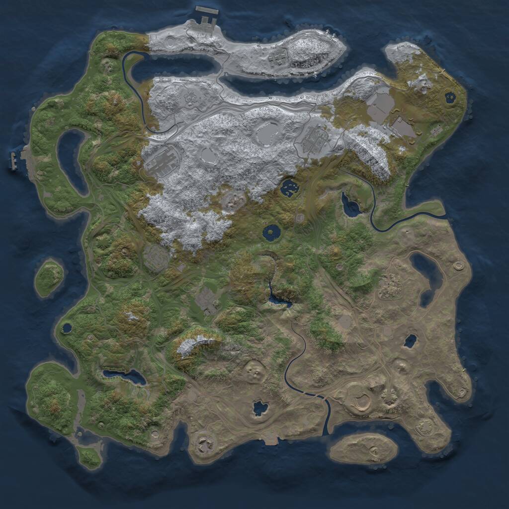 Rust Map: Procedural Map, Size: 4500, Seed: 129259407, 16 Monuments