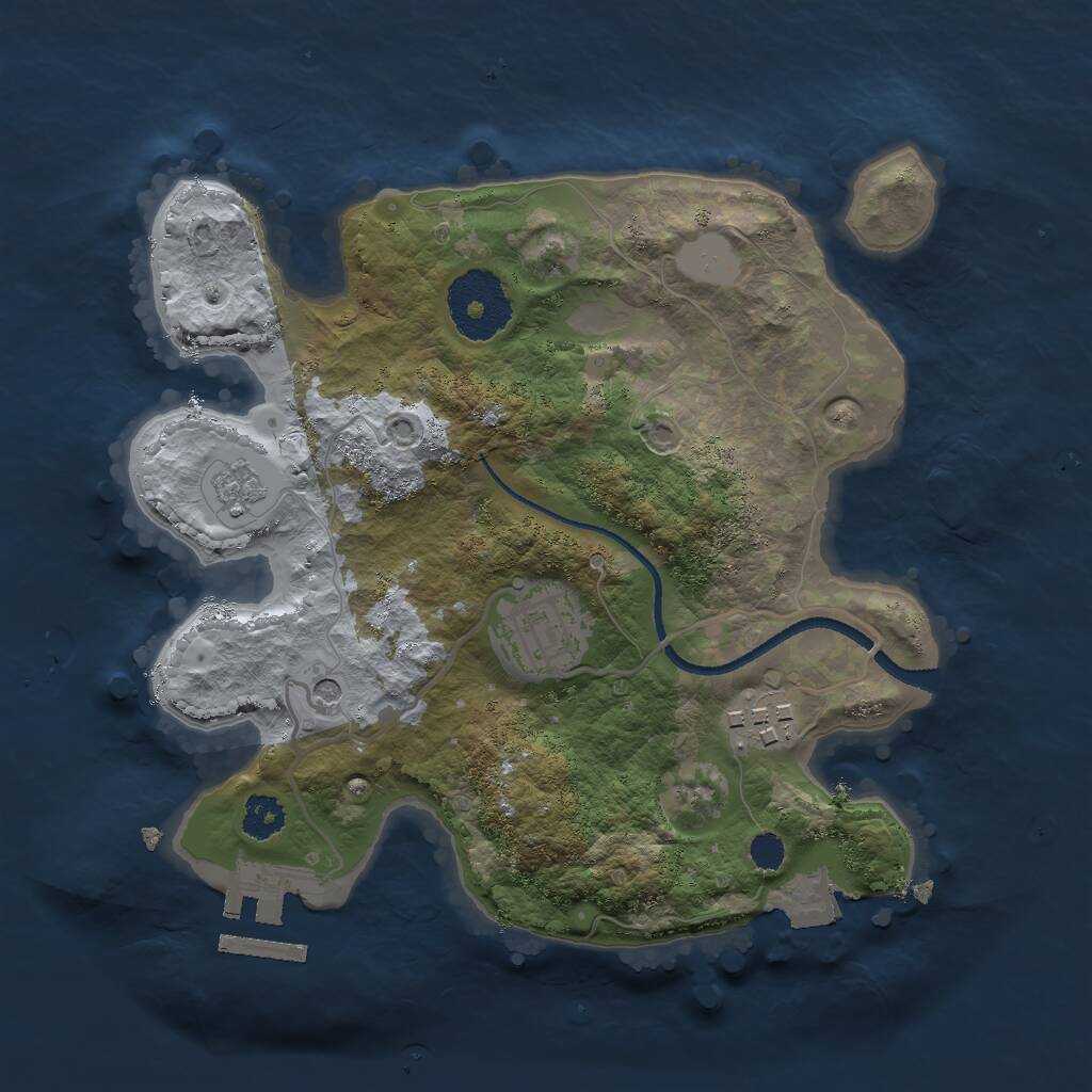 Rust Map: Procedural Map, Size: 2500, Seed: 1337691755, 6 Monuments