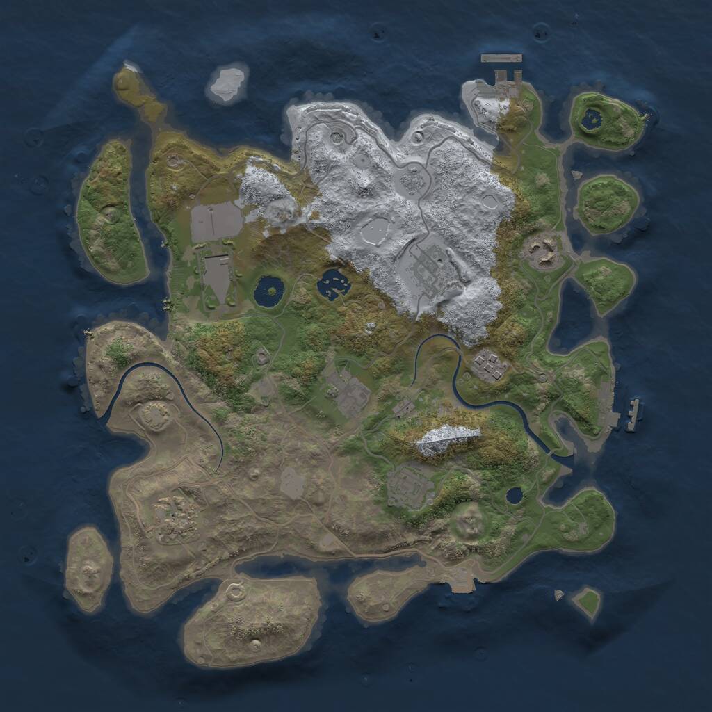 Rust Map: Procedural Map, Size: 3500, Seed: 32478, 14 Monuments