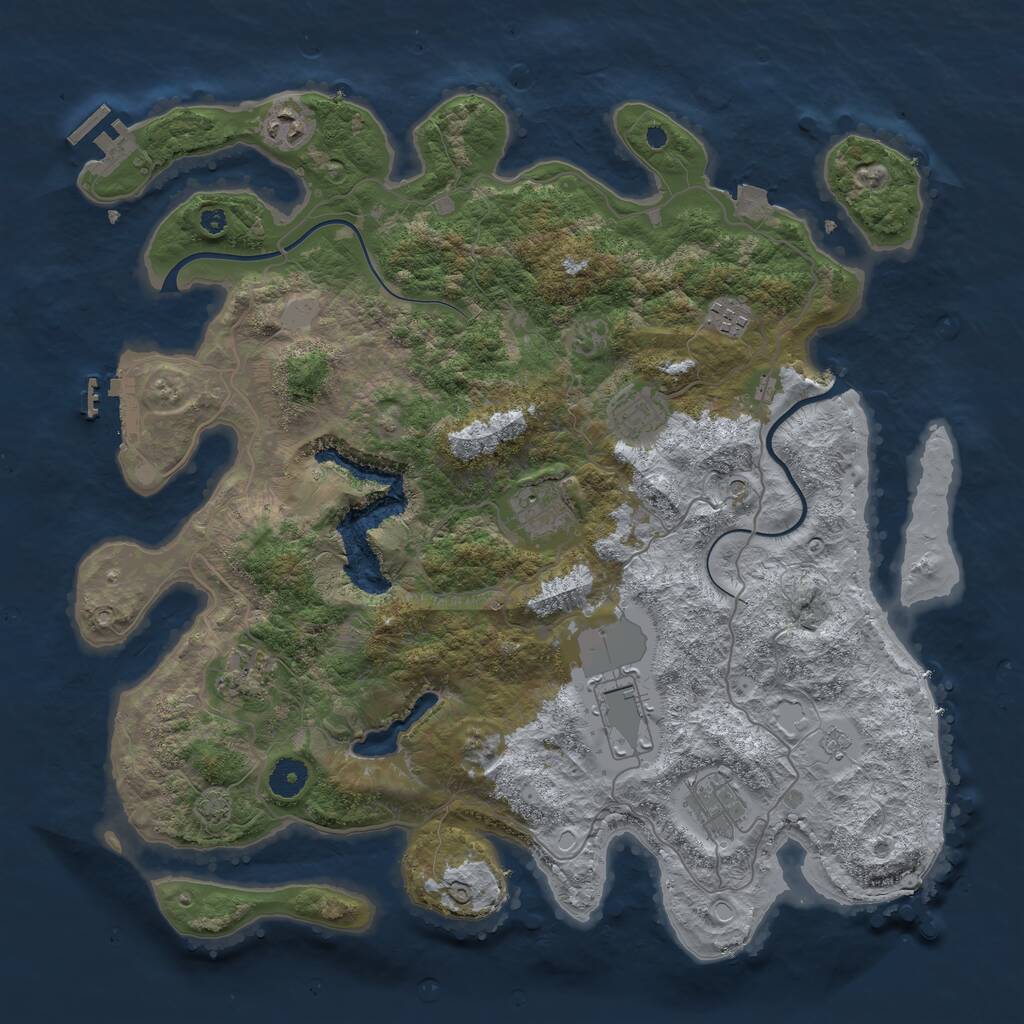 Rust Map: Procedural Map, Size: 4000, Seed: 352204335, 13 Monuments
