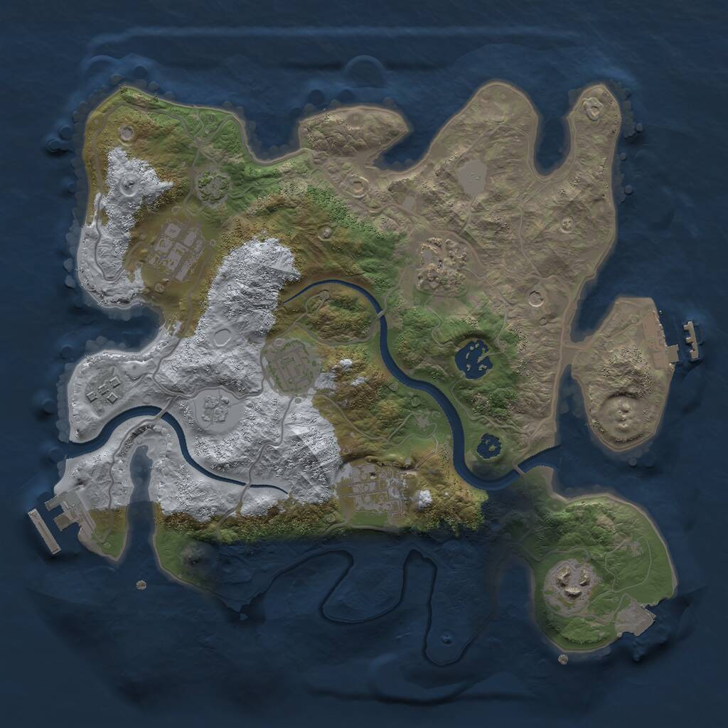 Rust Map: Procedural Map, Size: 3000, Seed: 1288971876, 13 Monuments