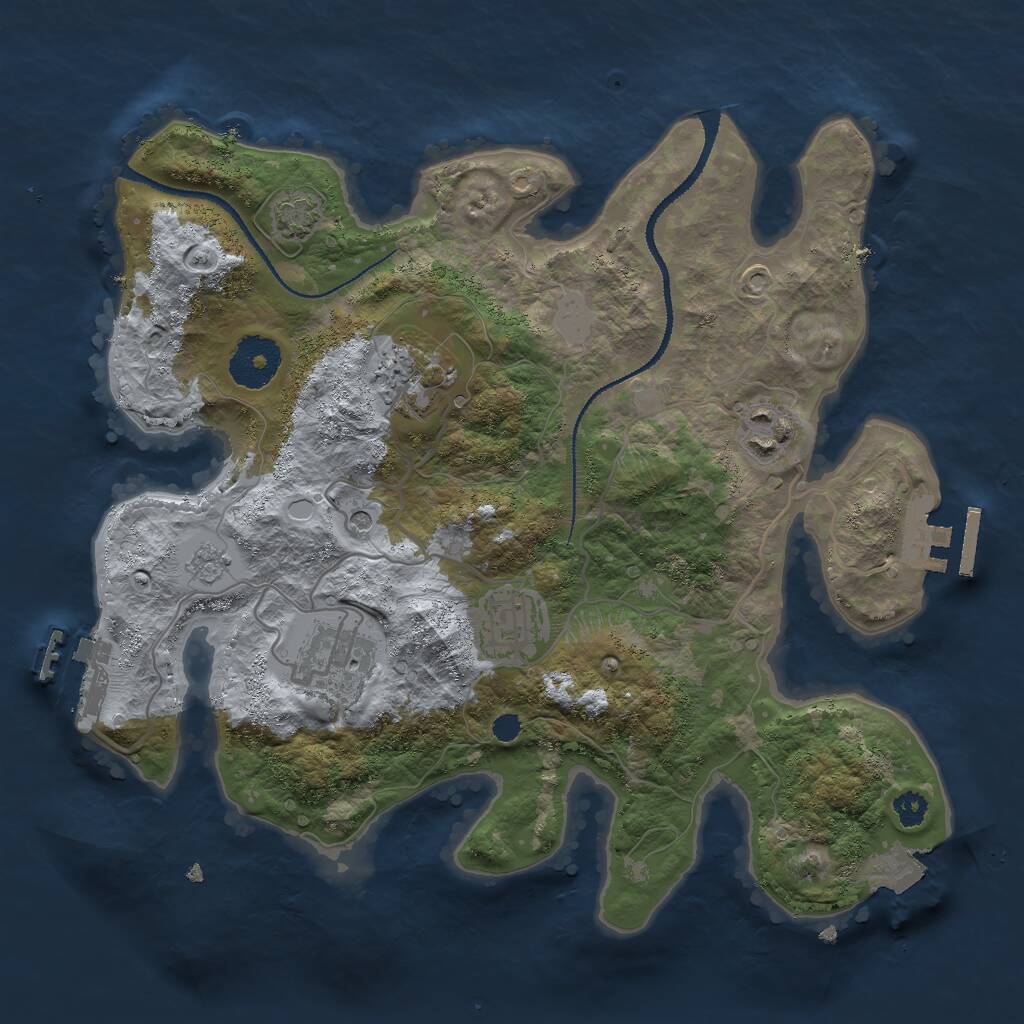 Rust Map: Procedural Map, Size: 3000, Seed: 1288971876, 10 Monuments