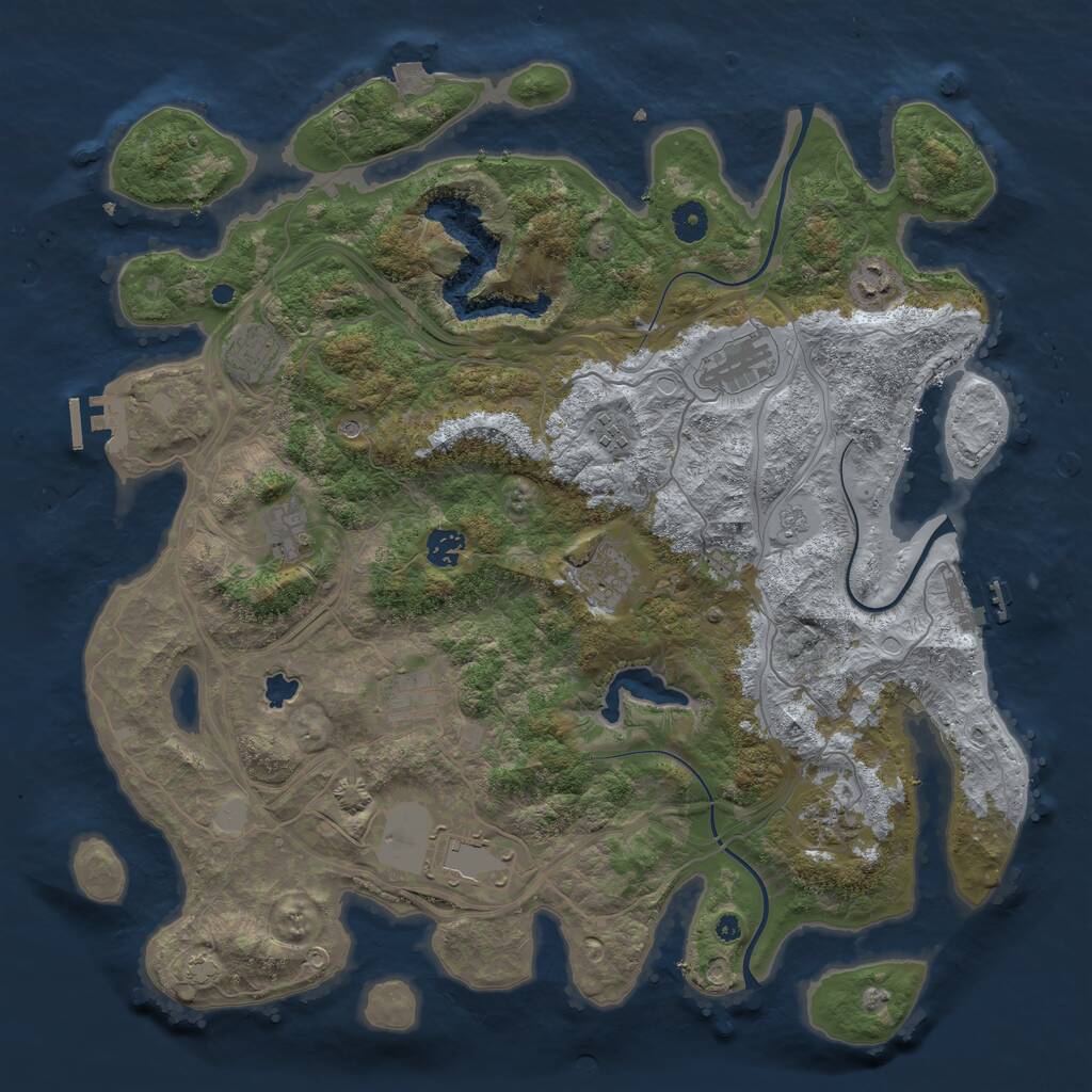 Rust Map: Procedural Map, Size: 4250, Seed: 944665993, 16 Monuments