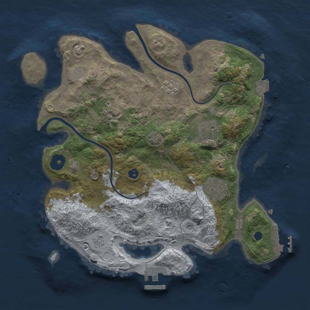 Rust Map: Procedural Map, Size: 3000, Seed: 1881257803, 10 Monuments