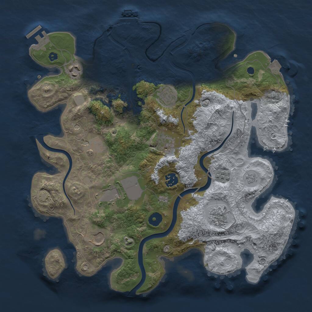 Rust Map: Procedural Map, Size: 3500, Seed: 1230151198, 15 Monuments
