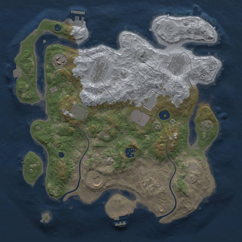 Rust Map: Procedural Map, Size: 3500, Seed: 1444603669, 14 Monuments
