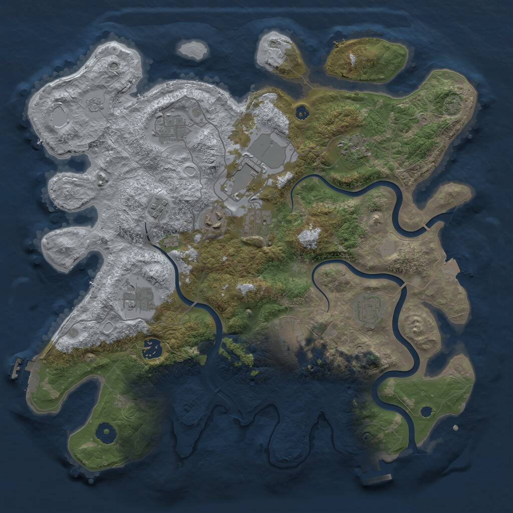 Rust Map: Procedural Map, Size: 3750, Seed: 486382103, 16 Monuments