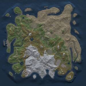 Thumbnail Rust Map: Procedural Map, Size: 3750, Seed: 1332553551, 14 Monuments