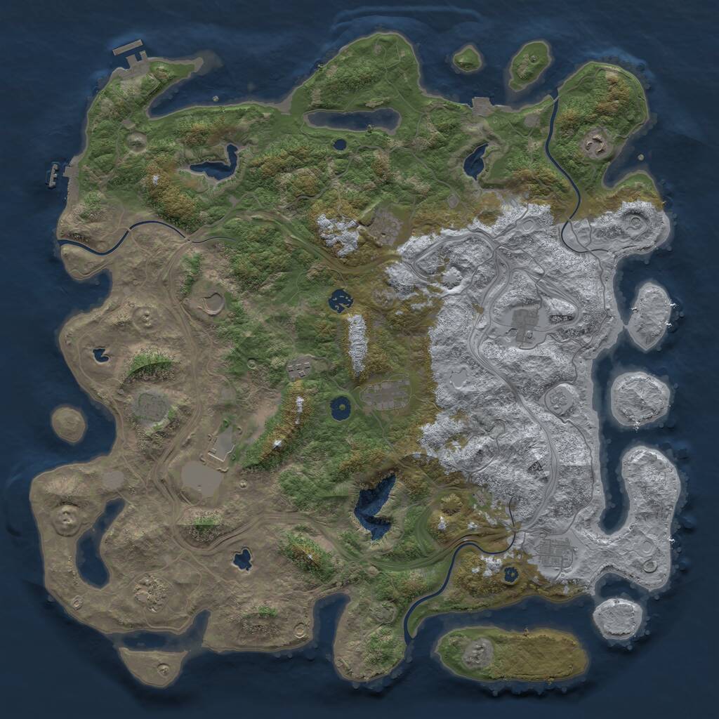 Rust Map: Procedural Map, Size: 4800, Seed: 1011794125, 17 Monuments