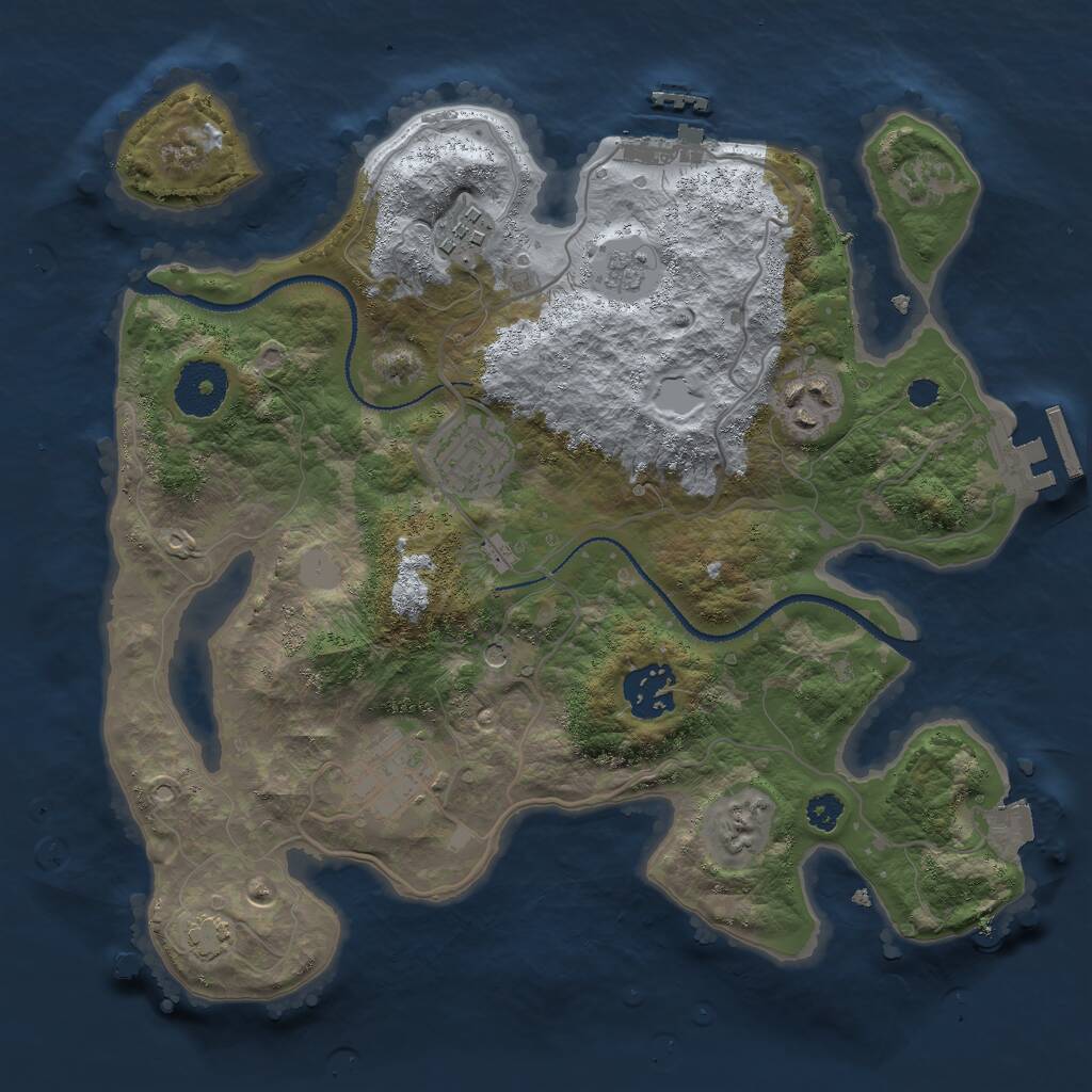 Rust Map: Procedural Map, Size: 3000, Seed: 1088256837, 11 Monuments