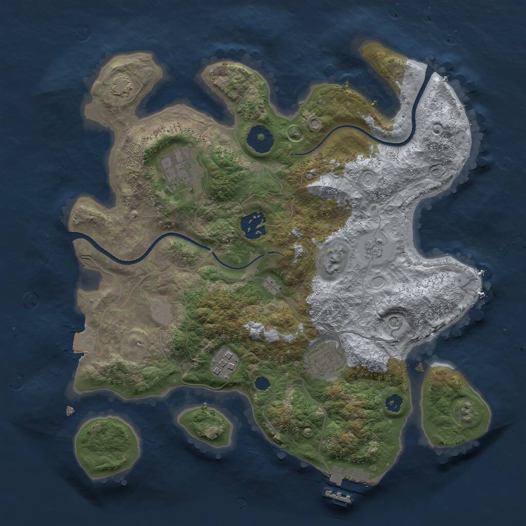 Rust Map: Procedural Map, Size: 3000, Seed: 296830327, 9 Monuments