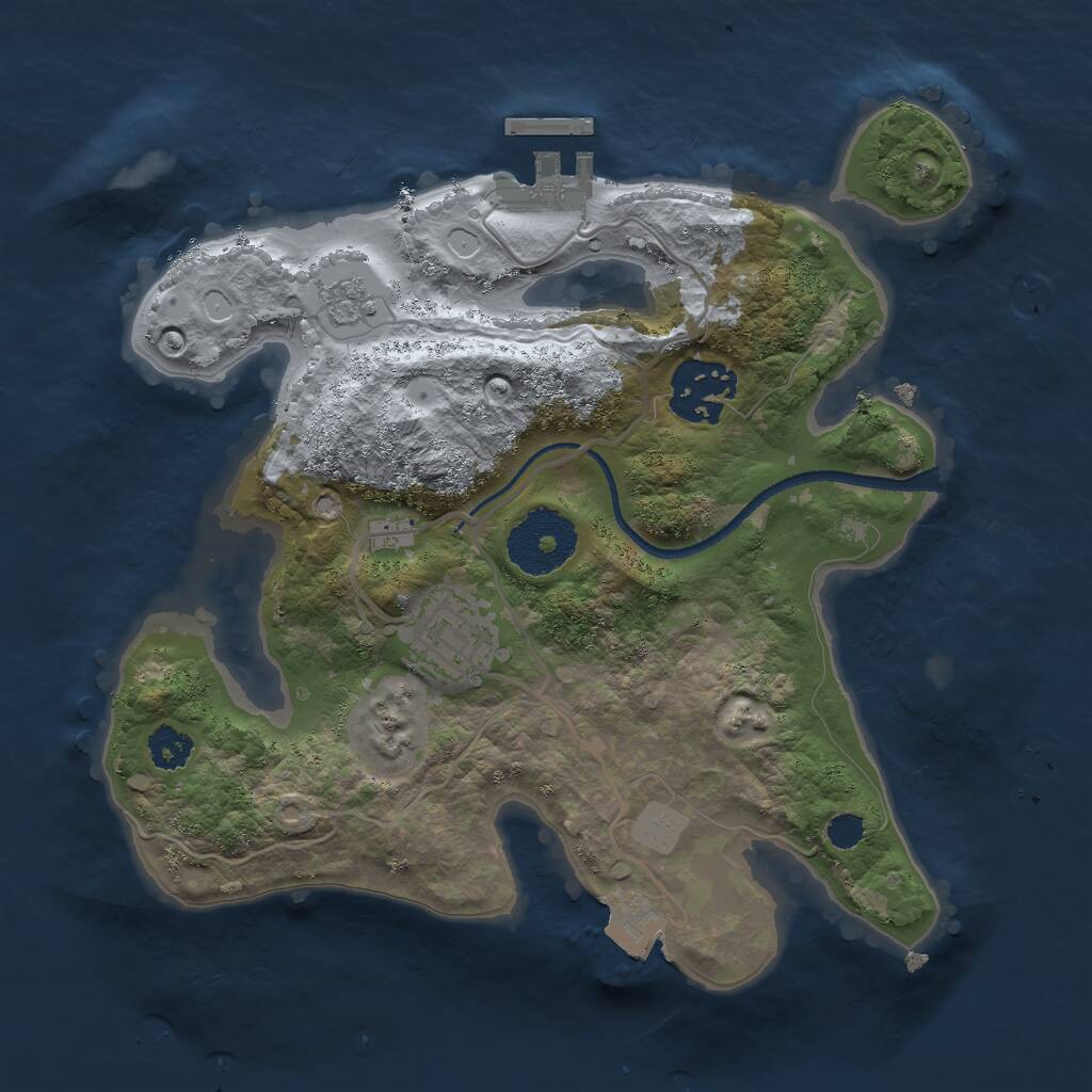 Rust Map: Procedural Map, Size: 2500, Seed: 55917, 5 Monuments