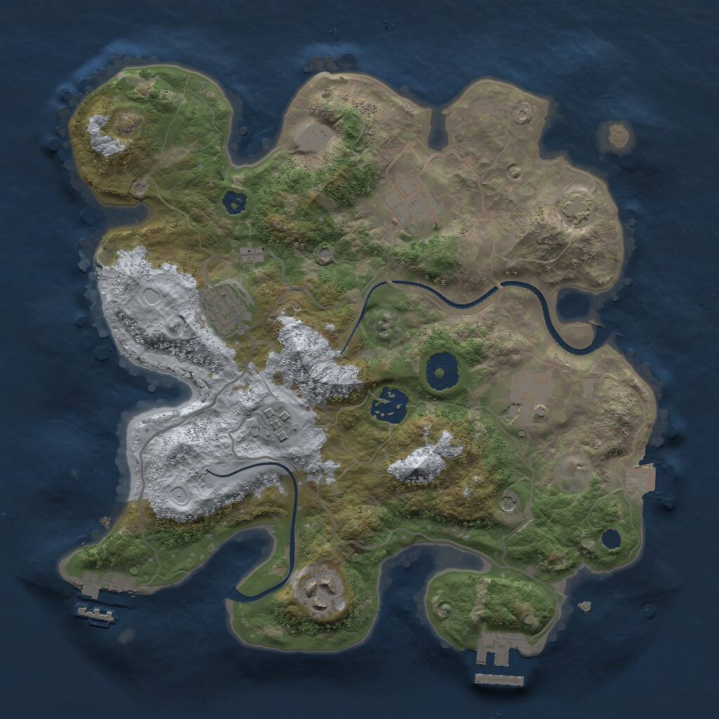 Rust Map: Procedural Map, Size: 3000, Seed: 1830205104, 11 Monuments