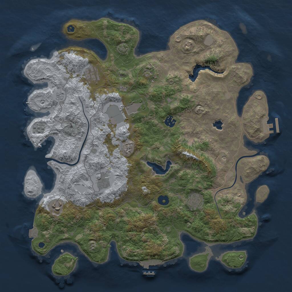 Rust Map: Procedural Map, Size: 4000, Seed: 45354, 14 Monuments