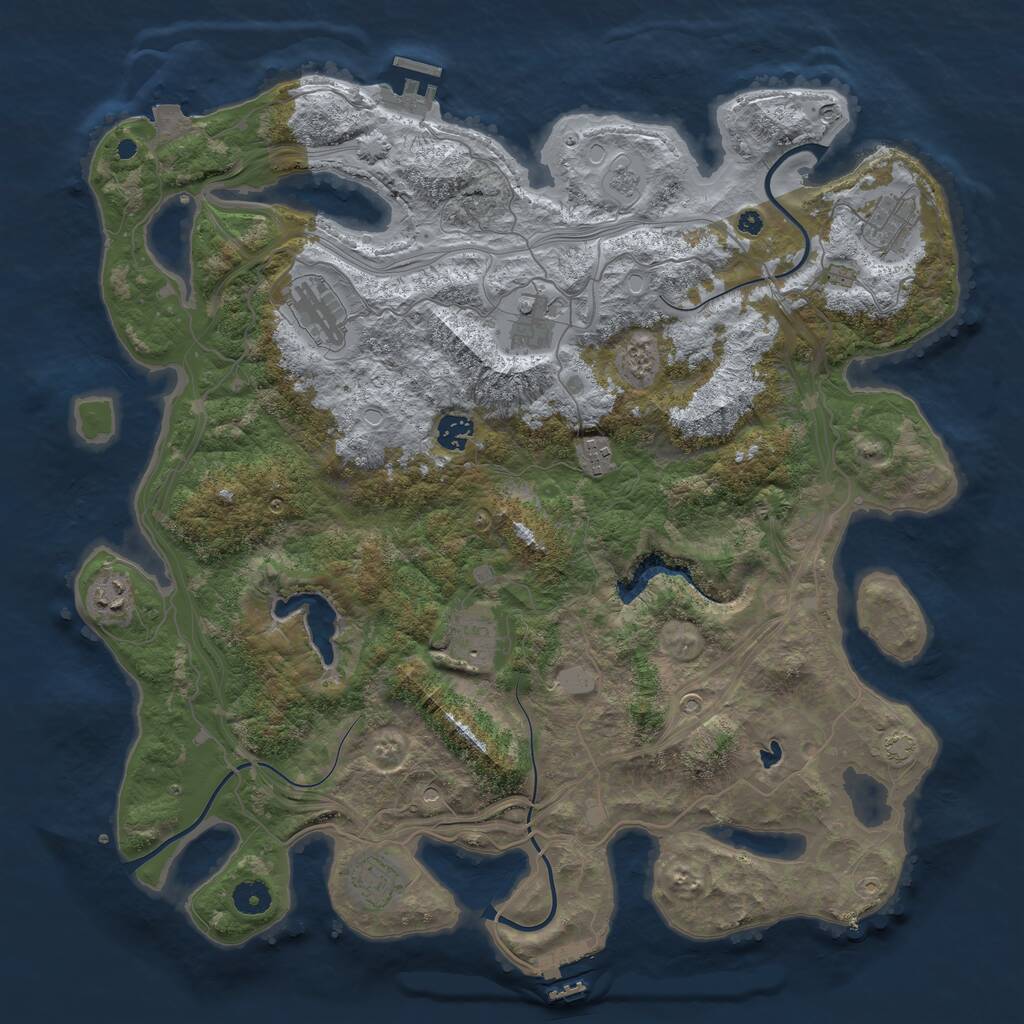 Rust Map: Procedural Map, Size: 4250, Seed: 492810220, 14 Monuments