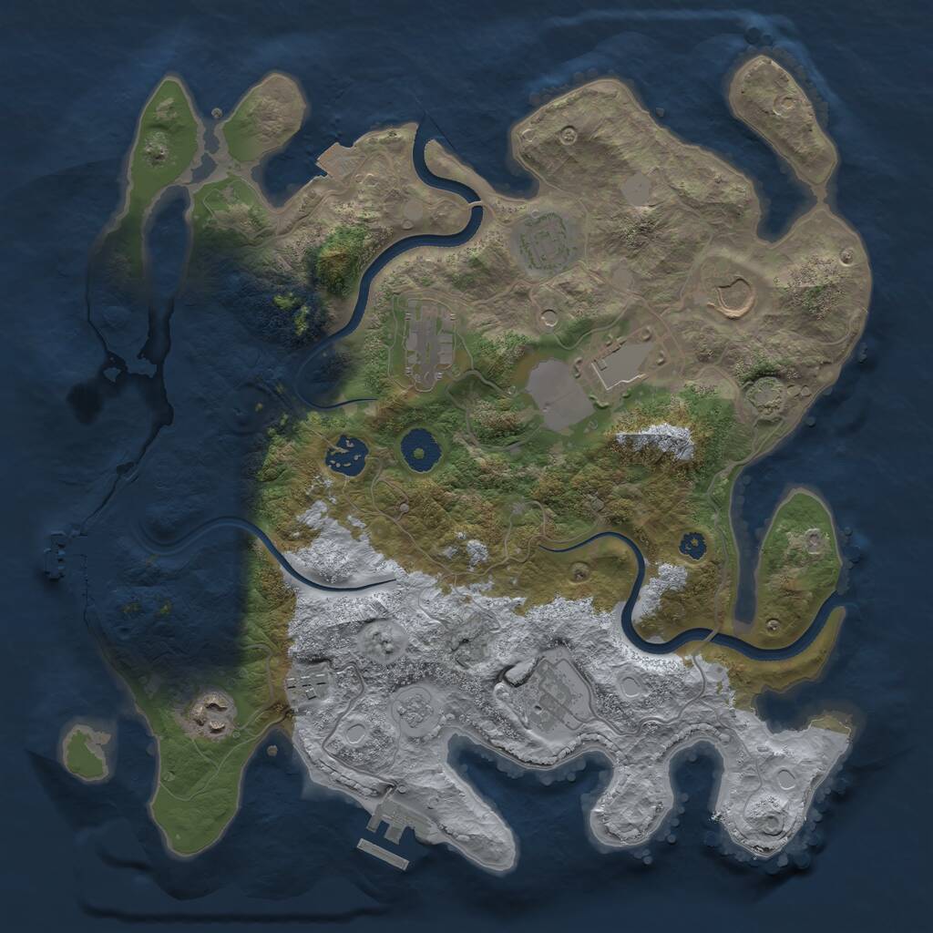 Rust Map: Procedural Map, Size: 3500, Seed: 573242, 14 Monuments