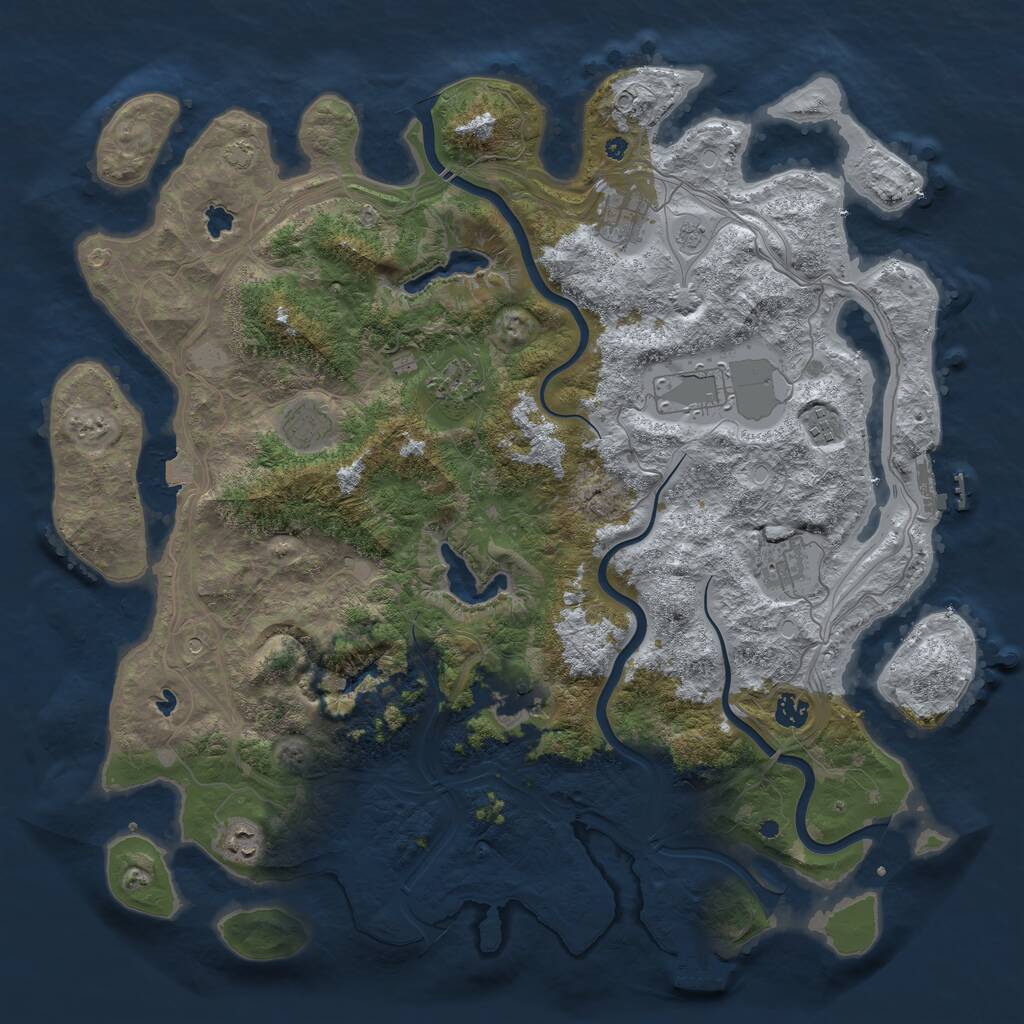 Rust Map: Procedural Map, Size: 4500, Seed: 1028257437, 15 Monuments