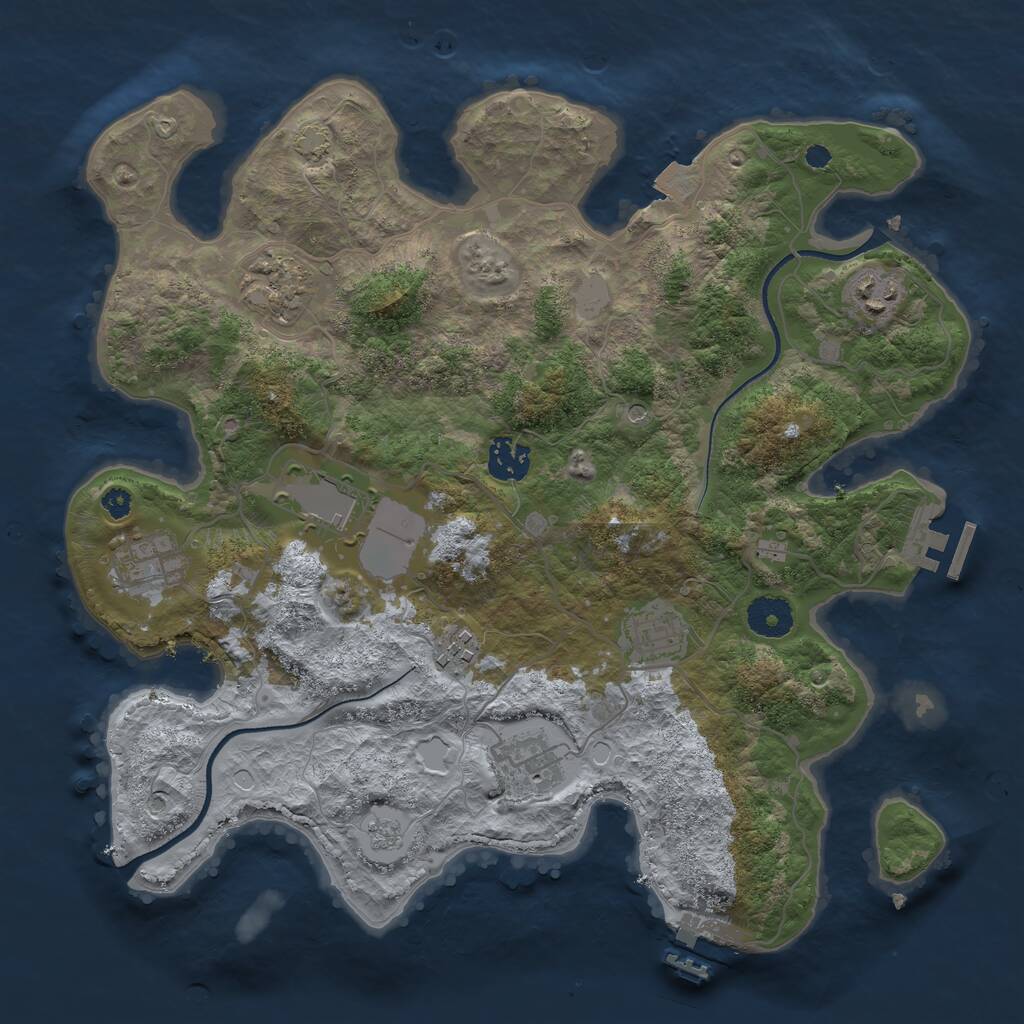 Rust Map: Procedural Map, Size: 3500, Seed: 1281325661, 14 Monuments