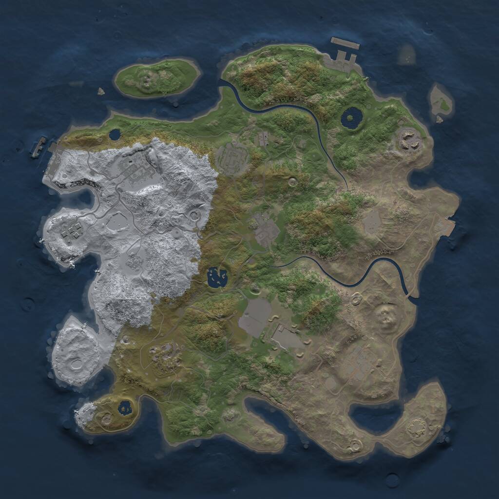 Rust Map: Procedural Map, Size: 3500, Seed: 1549632533, 15 Monuments