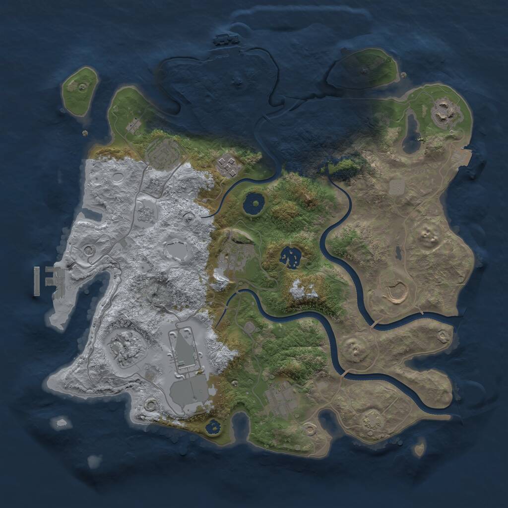 Rust Map: Procedural Map, Size: 3500, Seed: 943714629, 15 Monuments