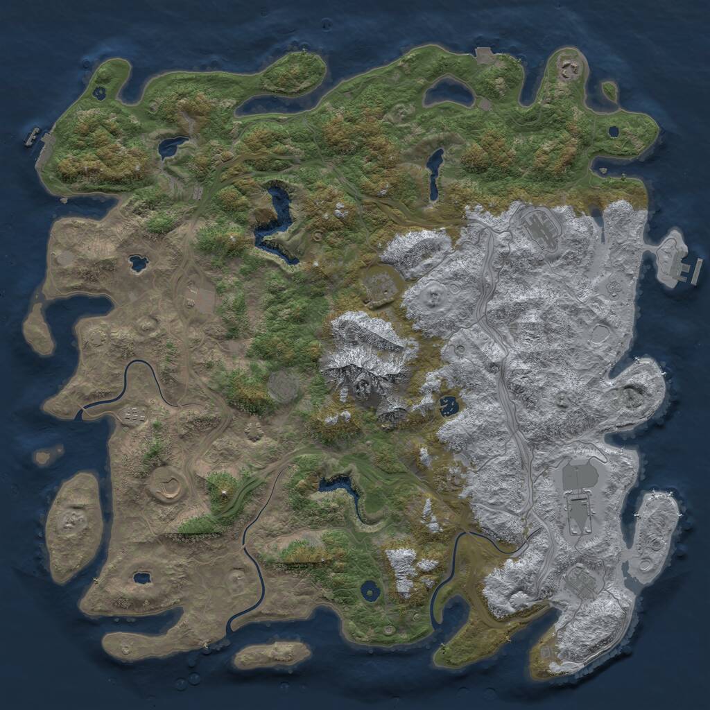 Rust Map: Procedural Map, Size: 5300, Seed: 1847957282, 17 Monuments
