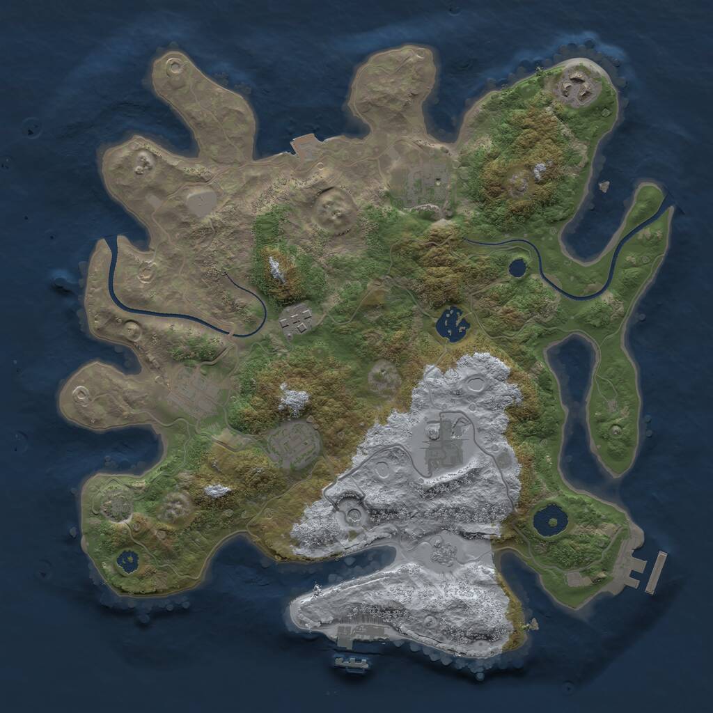 Rust Map: Procedural Map, Size: 3300, Seed: 680475012, 13 Monuments