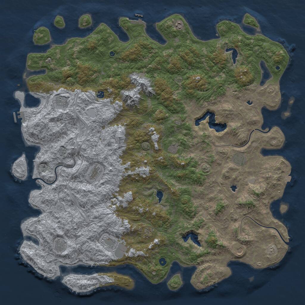 Rust Map: Procedural Map, Size: 6000, Seed: 18633902, 17 Monuments