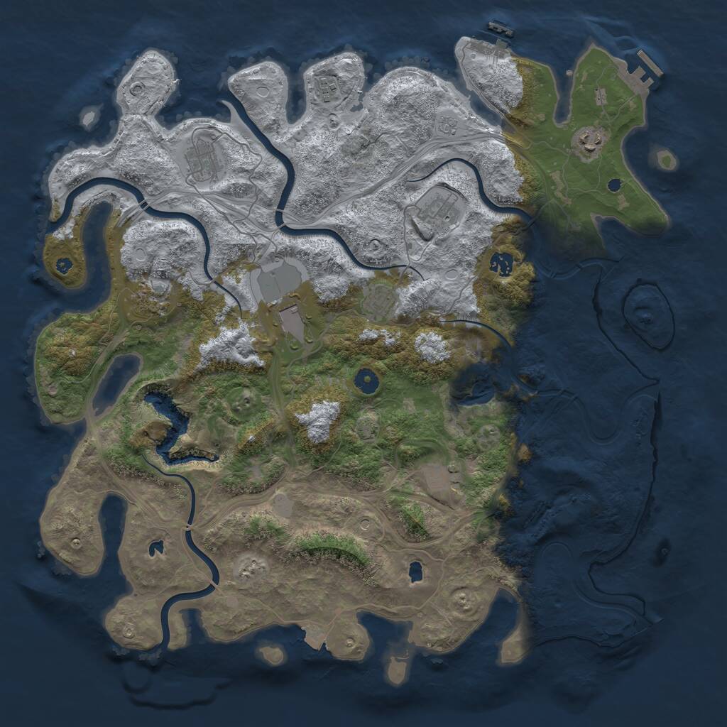 Rust Map: Procedural Map, Size: 4500, Seed: 1713731728, 15 Monuments