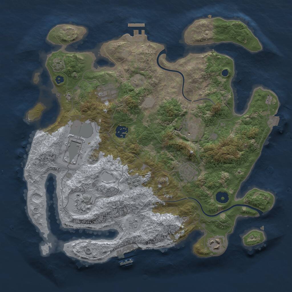 Rust Map: Procedural Map, Size: 3500, Seed: 1803506393, 14 Monuments